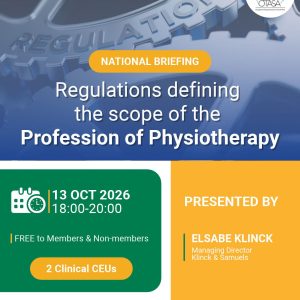 OTASA National Briefing Webinar: Regulations defining the Scope of the Profession of Physiotherapy